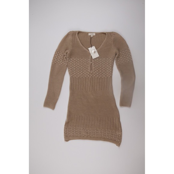 Promesa Dresses & Skirts - Promesa‎ Sweater Dress Pointelle Knit S Natural Tan Long Sleeve Boho UDB1007-VC